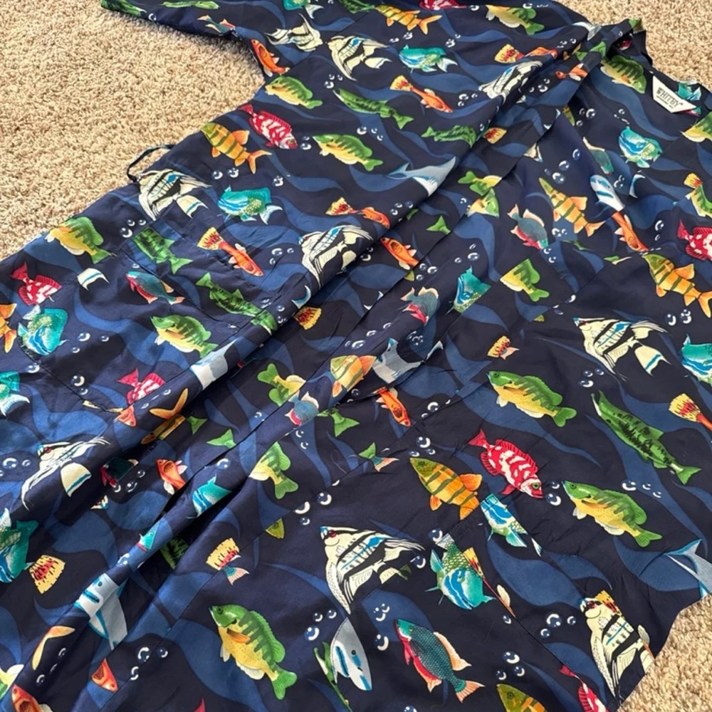 Vintage Whitby 100% SILK Fish Print Robe Kimono Swimsuit Coverup One Size - Picture 12 of 12